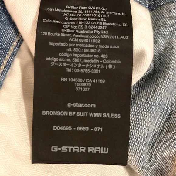 G-Star Raw Bronson Boyfriend Chambray Denim Sleeveless Jumpsuit Size Medium - Picture 9 of 10